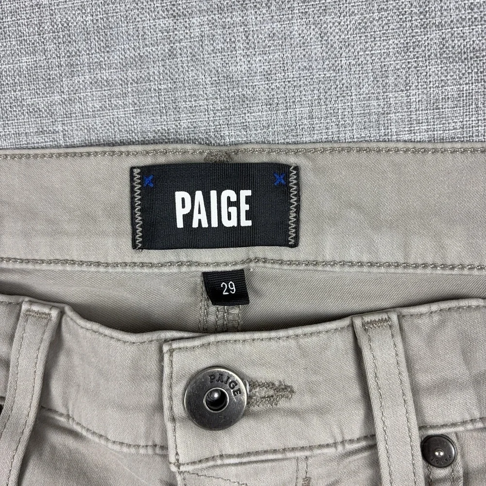 Paige Jeans Mens 29x27 Beige Light Wash Straight Leg Stretch Denim Pants